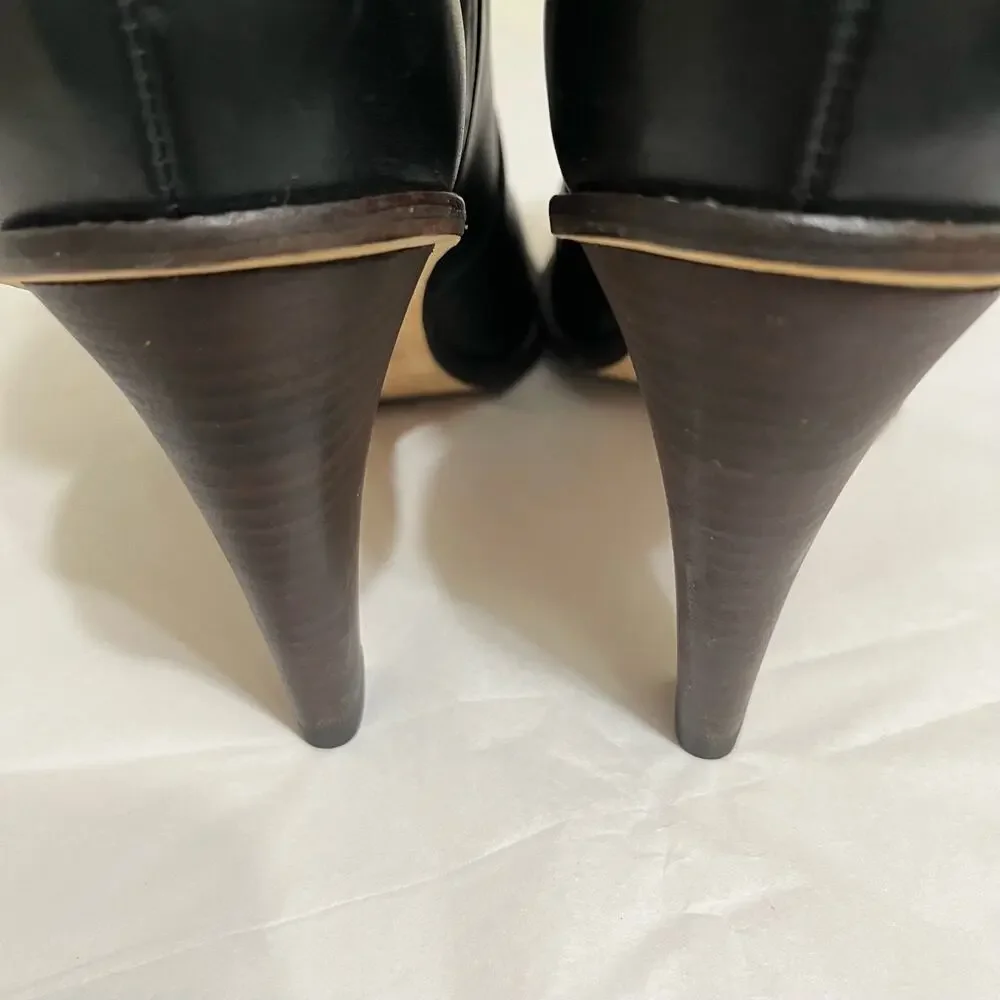Women’s Black Leather Ankle Booties - Sleek High Heel